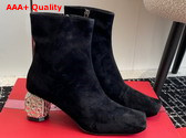 Roger Vivier Jewel Heel Ankle Boots in Black Suede Replica