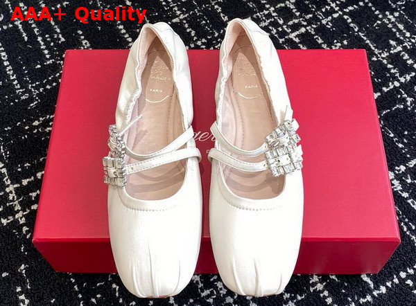Roger Vivier Mary Janes in Nappa Leather Off White Replica