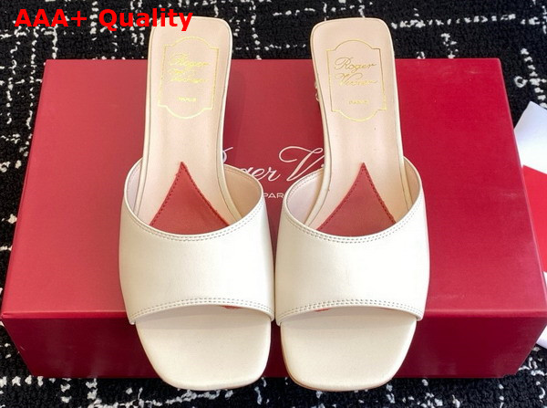 Roger Vivier Mules in Off White Leather with Crystal Heel Replica
