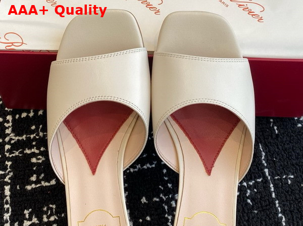 Roger Vivier Mules in Off White Leather with Crystal Heel Replica