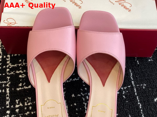 Roger Vivier Mules in Pink Leather with Crystal Heel Replica