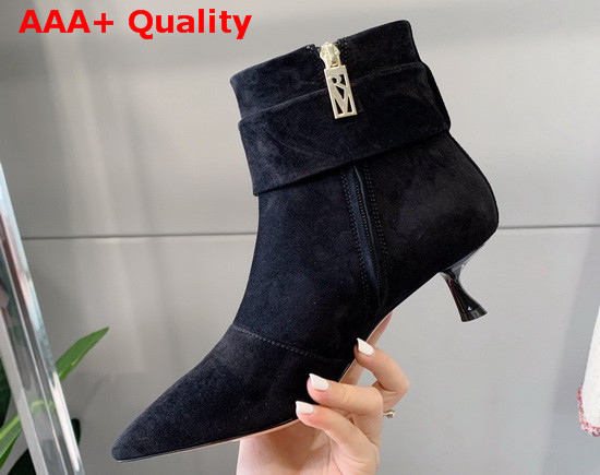 Roger Vivier Pointy Covered Buckle Ankle Boots in Suede Black Replica