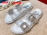 Roger Vivier Slidy Viv Strass Buckle Mules in PVC Replica