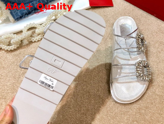 Roger Vivier Slidy Viv Strass Buckle Mules in PVC Replica