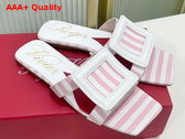 Roger Vivier Stitching Buckle Mules in Fabric White and Pink Replica