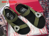Roger Vivier Trekky Viv Sandals Green Gros Grain Replica