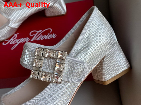 Roger Vivier Tres Vivier Rhinestone Buckle Babies Pumps in Satin Silver Replica