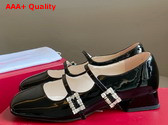 Roger Vivier Tres Vivier Strass Buckle Mini Babies Ballerinas in Black Patent Leather Replica