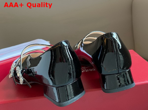 Roger Vivier Tres Vivier Strass Buckle Mini Babies Ballerinas in Black Patent Leather Replica