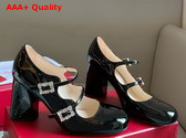 Roger Vivier Tres Vivier Strass Buckle Mini Babies Pumps in Black Patent Leather Replica