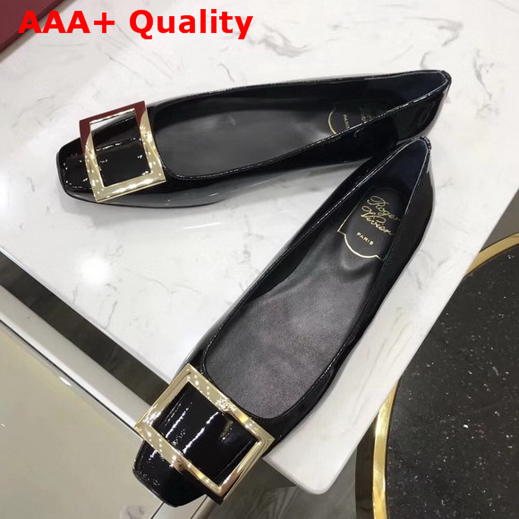 Roger Vivier Trompette Ballerinas in Black Patent Leather Replica