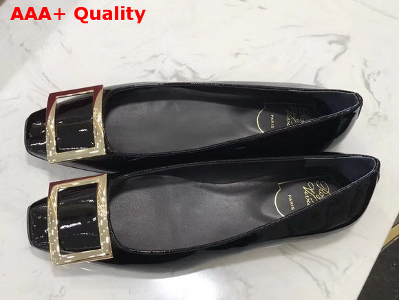 Roger Vivier Trompette Ballerinas in Black Patent Leather Replica
