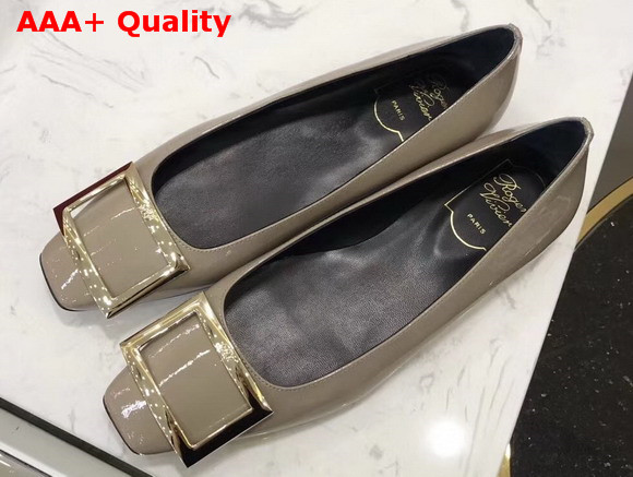 Roger Vivier Trompette Ballerinas in Grey Patent Leather Replica