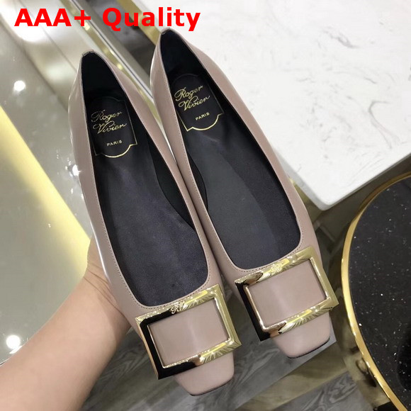 Roger Vivier Trompette Ballerinas in Nude Calfskin Replica