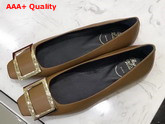Roger Vivier Trompette Ballerinas in Tan Calfskin Replica