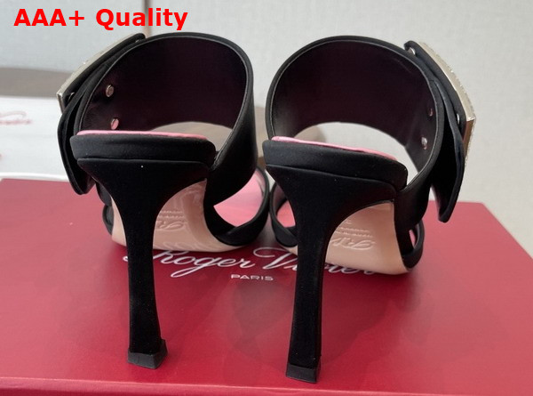 Roger Vivier Trompette Mules in Satin Black Replica