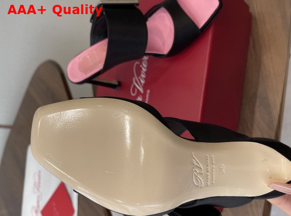 Roger Vivier Trompette Mules in Satin Black Replica