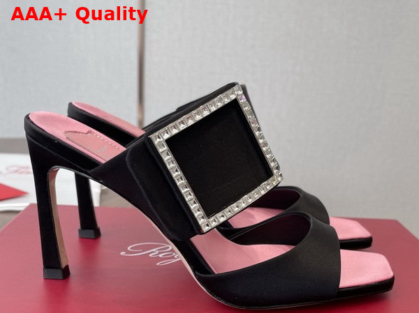 Roger Vivier Trompette Mules in Satin Black Replica