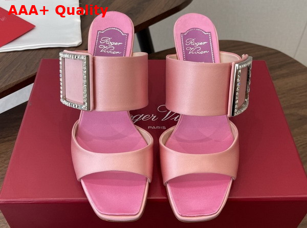 Roger Vivier Trompette Mules in Satin Pink Replica