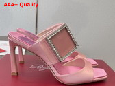 Roger Vivier Trompette Mules in Satin Pink Replica