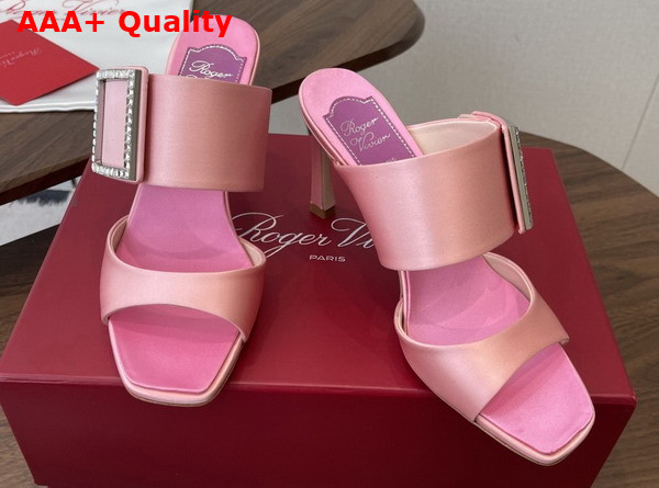 Roger Vivier Trompette Mules in Satin Pink Replica
