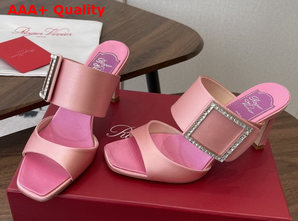 Roger Vivier Trompette Mules in Satin Pink Replica