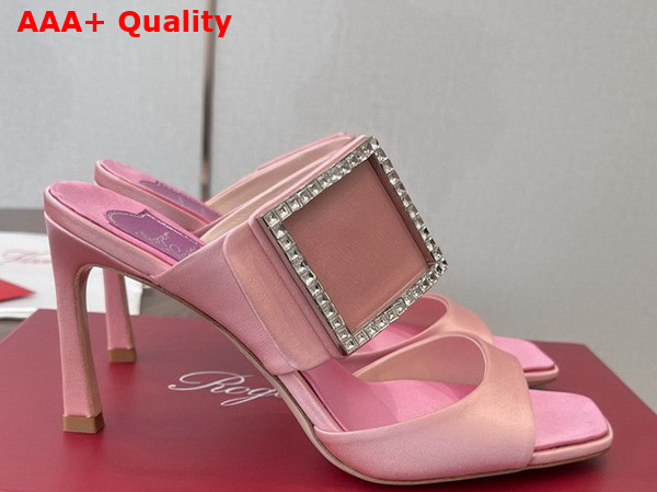 Roger Vivier Trompette Mules in Satin Pink Replica