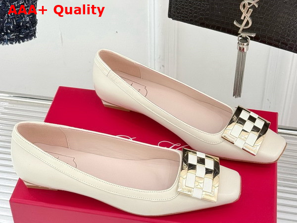 Roger Vivier Trompette Pumps in Off White Leather Replica