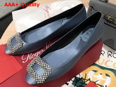 Roger Vivier Vertigo Diadem Ballerinas in Light Blue Silk Satin Replica