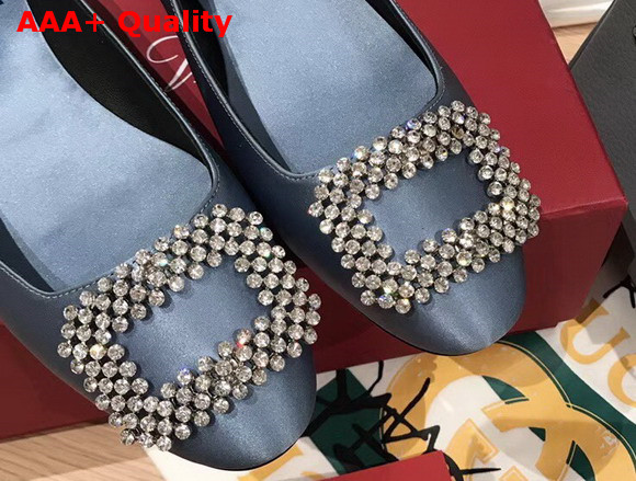 Roger Vivier Vertigo Diadem Ballerinas in Light Blue Silk Satin Replica