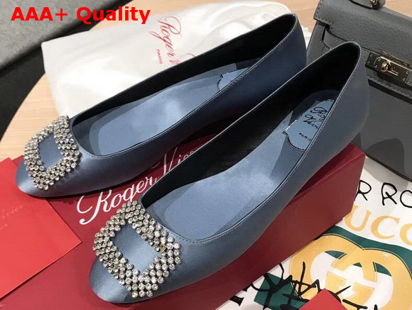 Roger Vivier Vertigo Diadem Ballerinas in Light Blue Silk Satin Replica