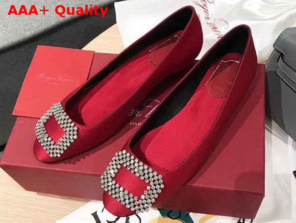 Roger Vivier Vertigo Diadem Ballerinas in Red Silk Satin Replica
