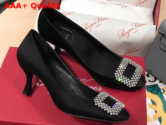 Roger Vivier Vertigo Diadem Pumps in Black Silk Satin Replica