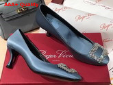 Roger Vivier Vertigo Diadem Pumps in Light Blue Silk Satin Replica