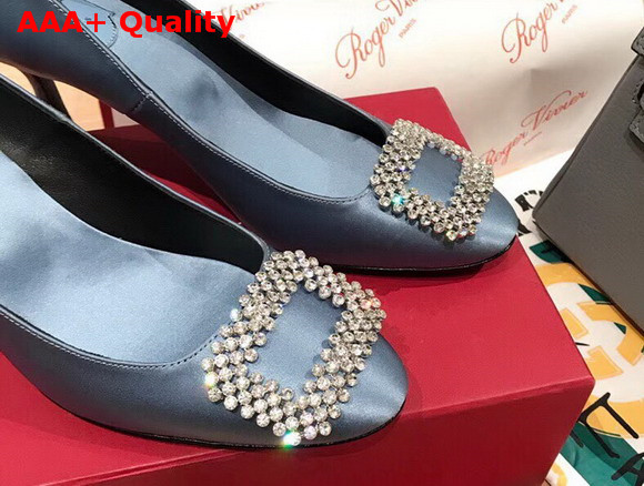 Roger Vivier Vertigo Diadem Pumps in Light Blue Silk Satin Replica