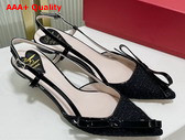 Roger Vivier Virgule Bow Slingback Pumps in Black Fabric Replica