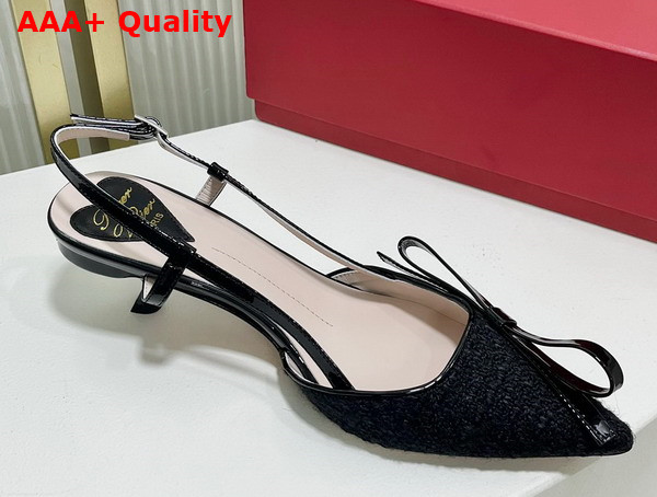 Roger Vivier Virgule Bow Slingback Pumps in Black Fabric Replica