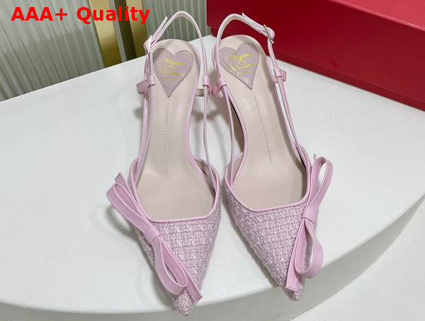 Roger Vivier Virgule Bow Slingback Pumps in Pink Fabric Replica