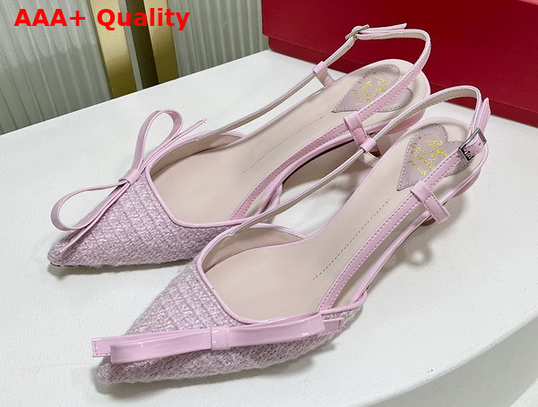 Roger Vivier Virgule Bow Slingback Pumps in Pink Fabric Replica