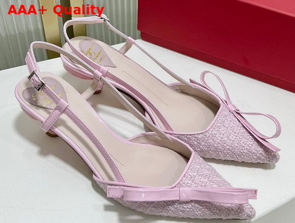 Roger Vivier Virgule Bow Slingback Pumps in Pink Fabric Replica