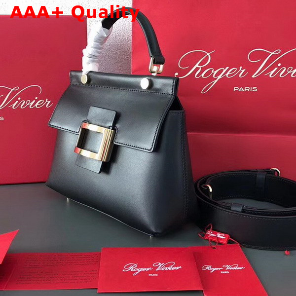 Roger Vivier Viv Cabas Mini in Black Leather Replica