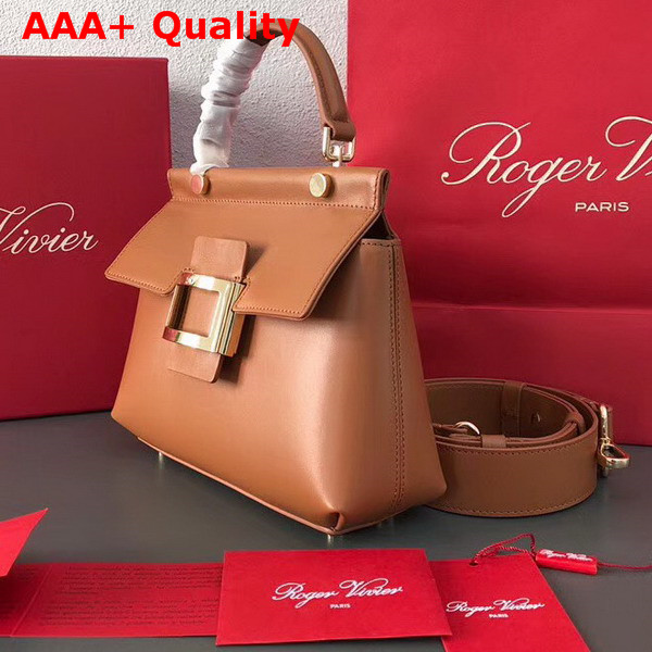 Roger Vivier Viv Cabas Mini in Light Brown Leather Replica
