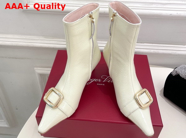 Roger Vivier Viv Canard Booties in White Leather Replica
