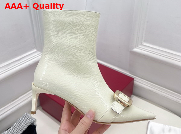 Roger Vivier Viv Canard Booties in White Leather Replica