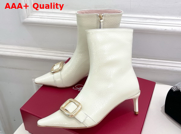 Roger Vivier Viv Canard Booties in White Leather Replica