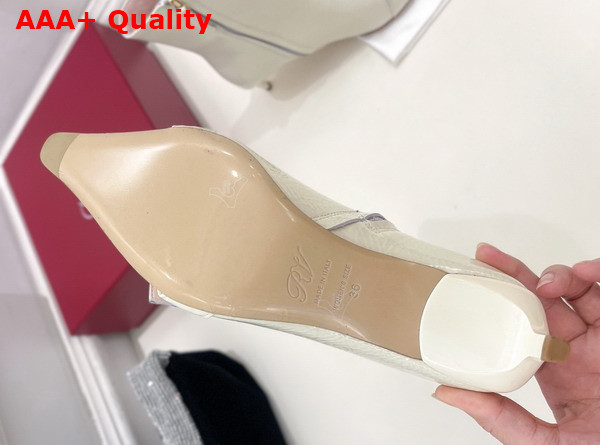 Roger Vivier Viv Canard Booties in White Leather Replica