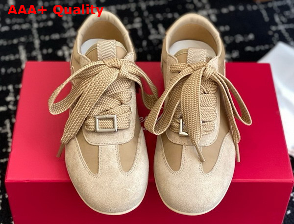 Roger Vivier Viv Low Sneakers in Suede Beige Replica