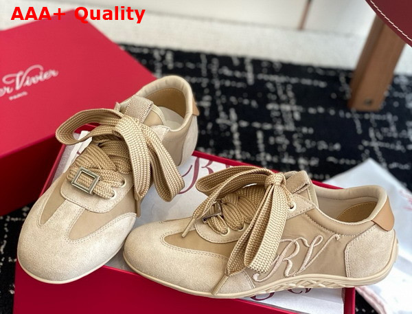 Roger Vivier Viv Low Sneakers in Suede Beige Replica