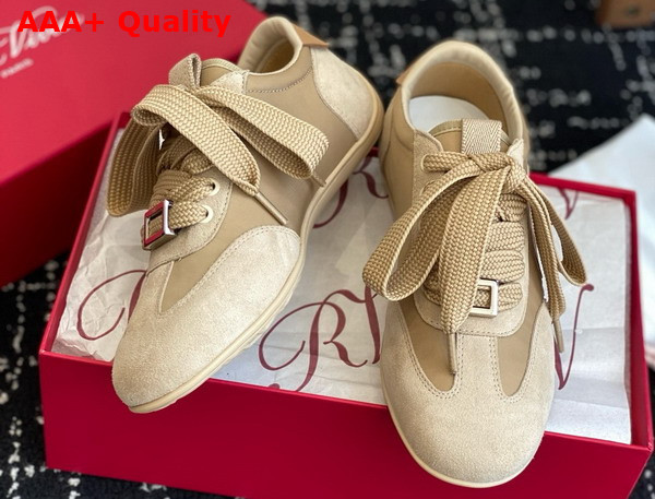 Roger Vivier Viv Low Sneakers in Suede Beige Replica