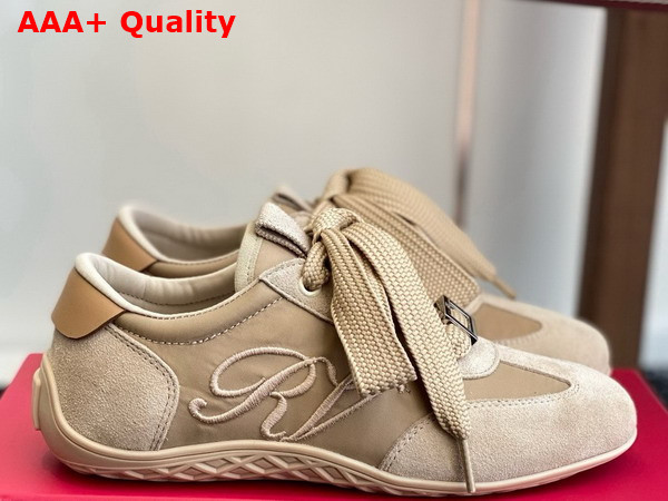 Roger Vivier Viv Low Sneakers in Suede Beige Replica